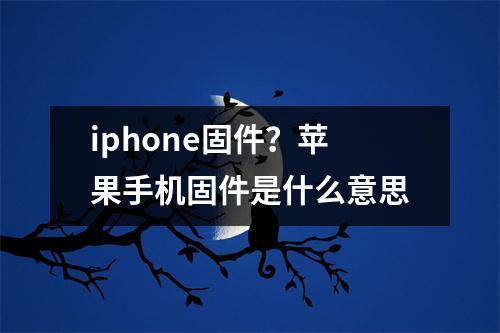 iphone固件？苹果手机固件是什么意思