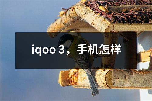 iqoo 3，手机怎样