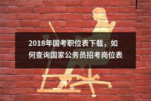 2018年国考职位表下载，如何查询国家公务员招考岗位表