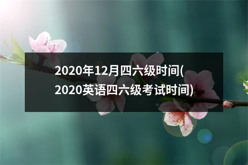 2020年12月四六级时间(2020英语四六级考试时间)