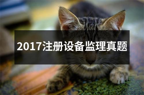2017注册设备监理真题