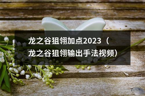 龙之谷狙翎加点2023（龙之谷狙翎输出手法视频）