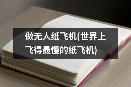 做无人纸飞机(世界上飞得最慢的纸飞机)